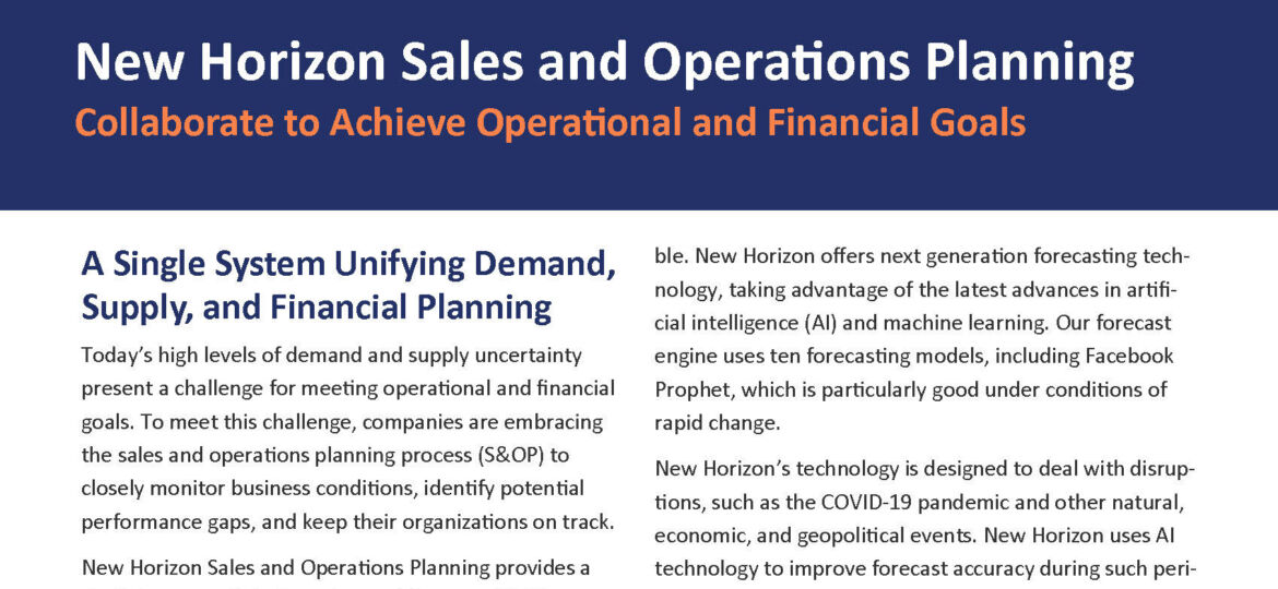 New Horizon Sales and Operational Planning