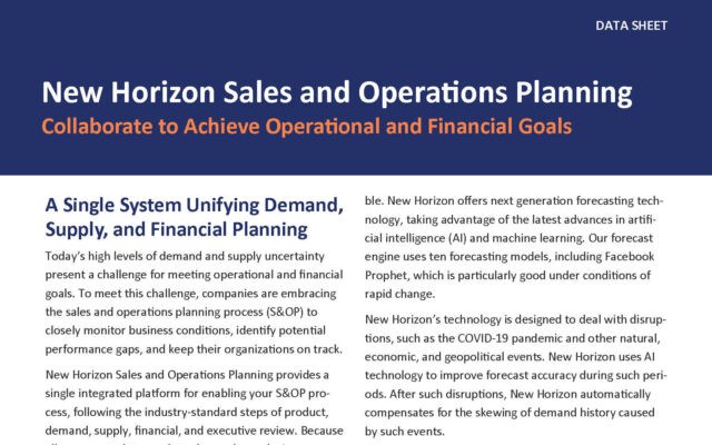 New Horizon Sales and Operational Planning