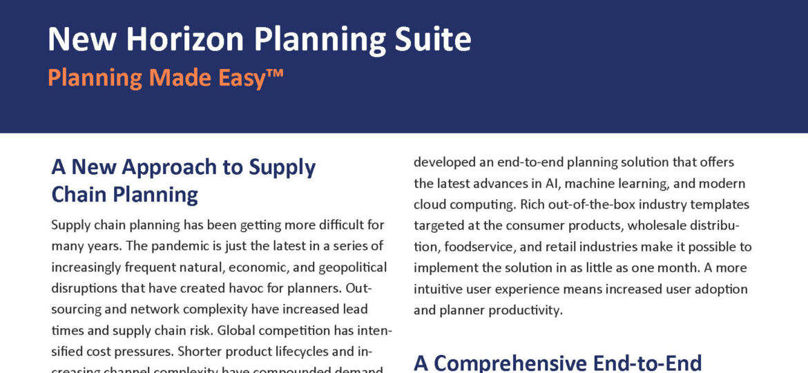 New Horizon Planning Suite - Planning Made Easy
