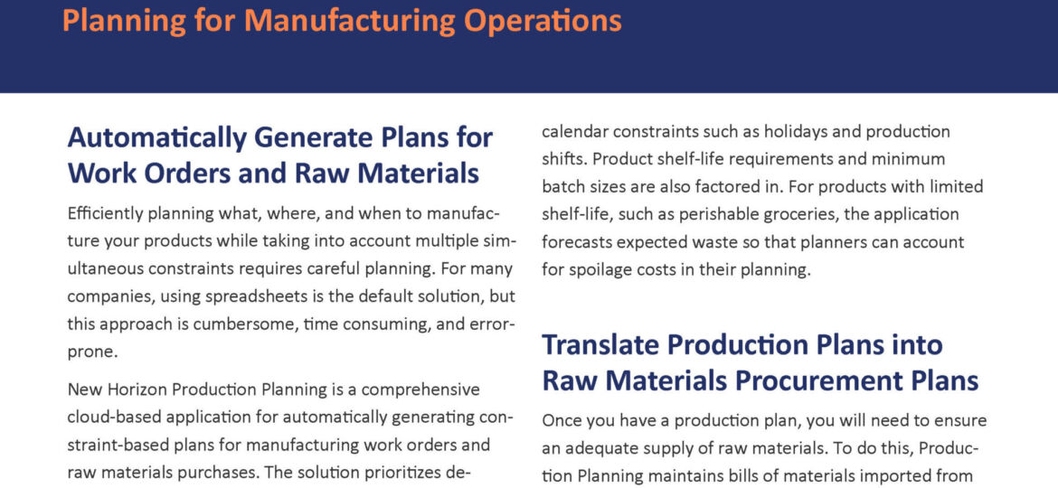 Production Planning