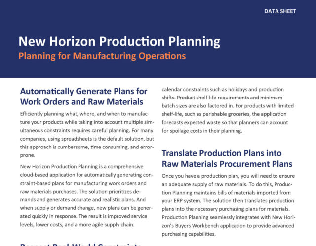 Production Planning