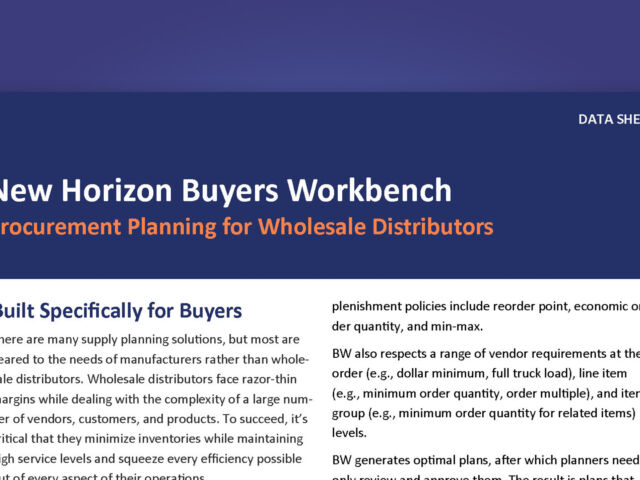 New Horizon Buyers Workbench