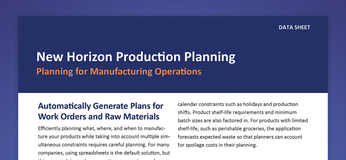 New Horizon Production Planning