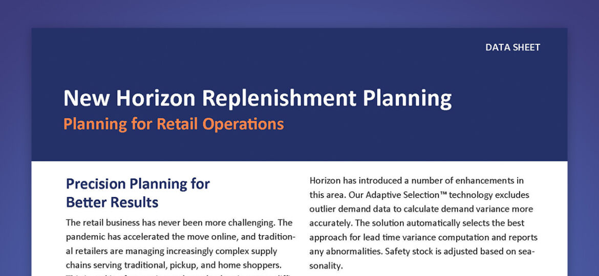 New Horizon Replenishment Planning