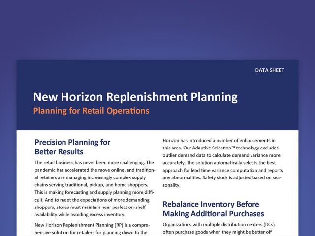 New Horizon Replenishment Planning